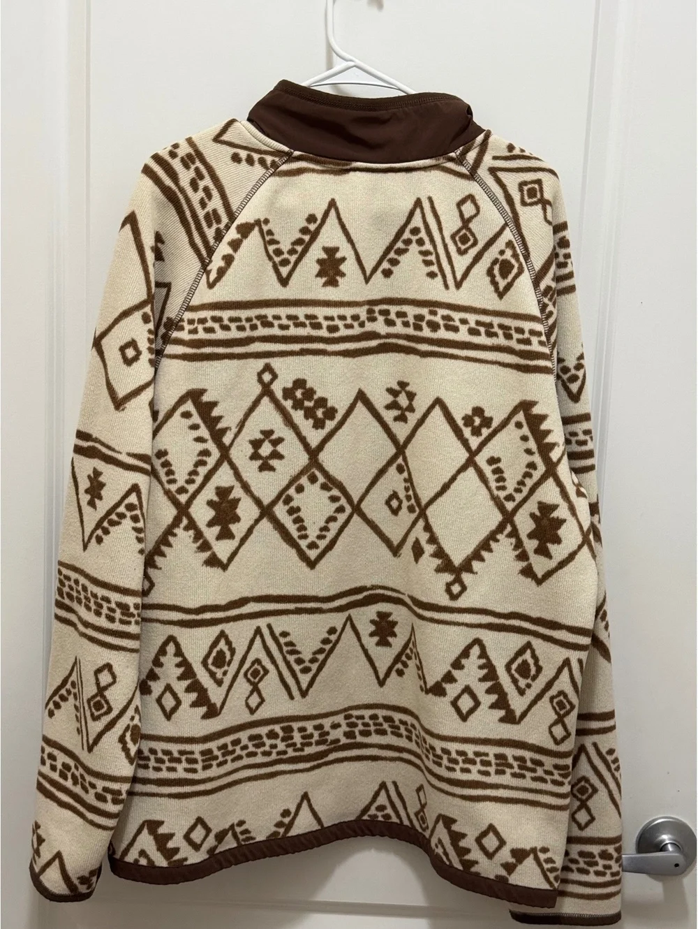 The North Face Men’s XL Fleece 1/4 ZipPullover Cream Brown Geometric Aztec Print